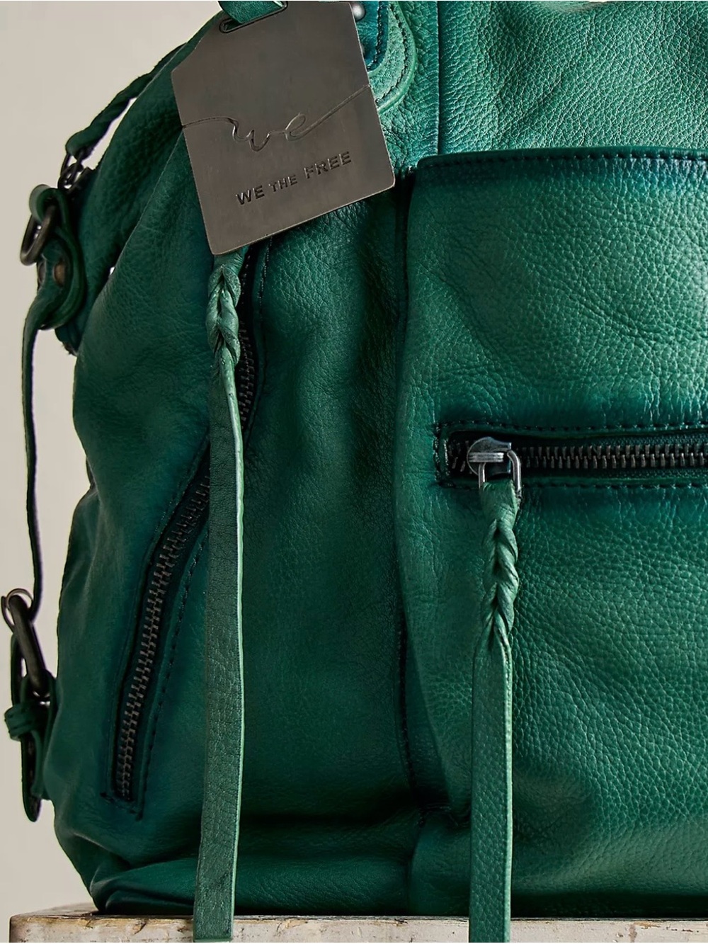 New - Free People Large Emerson Tote - GREENERY - Picture 7 of 8